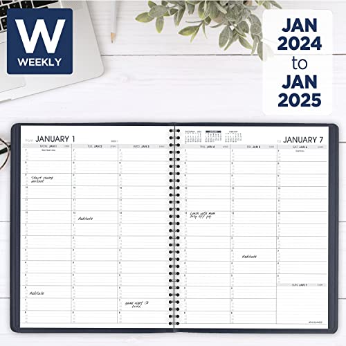 AT-A-GLANCE 2024 Weekly Planner, Quarter-Hourly Appointment Book, 8-1/4" x 11", Large, Navy (709502024)