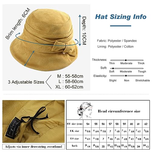 Womens 1920 Vintage Fedora Bowler Cloche Bucket Church Derby Party Hat Fall Winter Floppy Ladies Black