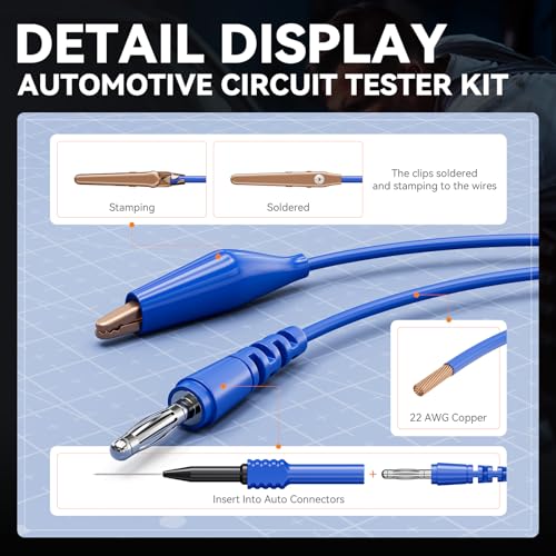VDIAGTOOL V200 PRO Upgrade Kit Automotive Power Circuit Probe Tester with 30PCS Back Probe Kit, 12/24V Electrical Short and Open Circuit Finder AC/DC Voltage Test Activating Component 40Ft Cable