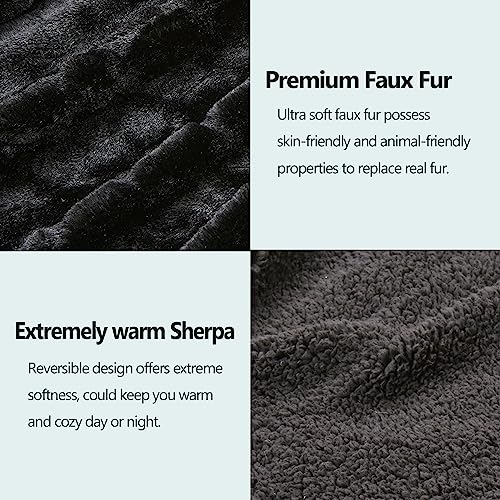 NEWCOSPLAY Super Soft Faux Fur Blanket Queen Size Red Sherpa Fuzzy Plush Warm Blanket for Sofa Bed (Red, Queen(90"x90"))