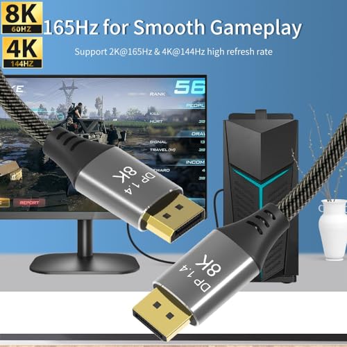 CABLEDECONN 8K Displayport 1.4 Cable 3ft/2pcs, 8K@120Hz 4K@240Hz, 32.4Gbps DP to DP Cable, Braided Display Port Cord HDCP 2.2, DSC1.2, 3D, eARC, Connecting Computer, HDTVs, Monitors, Graphics, PC