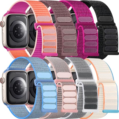Lenrao Compatible with apple watch bands for women, 38mm 41mm 42mm 44mm, Nylon Strap Compatible with apple watch bands 40mm, Adjustable Loop Straps Compatible for iWatch Series SE 9/8/7/6/5/4/3 Ultra