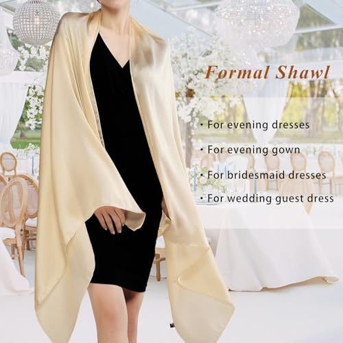 RIIQIICHY Women Shawls and Wraps for Evening Dresses Like Chiffon Lavender Silk Scarf Formal Silky Pashmina Shawls for Weddings