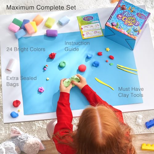 Air Dry Clay 24 Colors, Soft & Ultra Light, Modeling Clay for Kids with Accessories, Tools and Tutorials