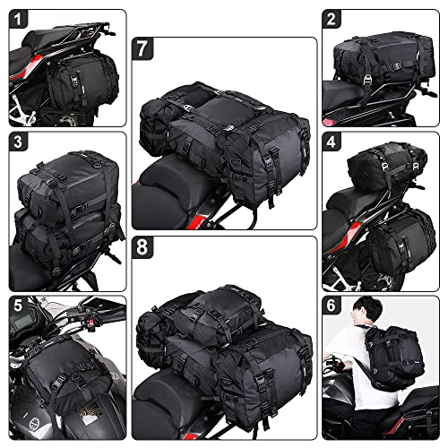 Rhinowalk Motor Pannier Bag Motorcycle Seat Bag Waterproof Travel Luggage Motorcycle Tail Bag Rear Rack Trunk Storage Bag 10L, Black