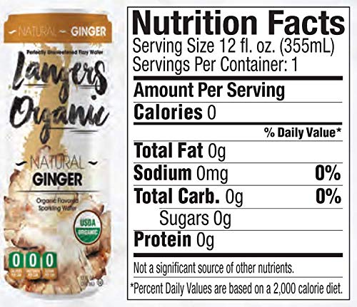 Langers Organic Flavored Sparkling Water, Ginger, 12 Ounce (Pack of 8)