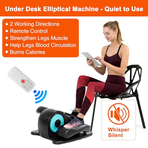 Under Desk Elliptical Machine, Portable Ellipse Leg Exerciser Machine with Remote Control, Mini Elliptical Supports Auto & Manual Mode, Exerciser for Seniors Adults and Teens, Black
