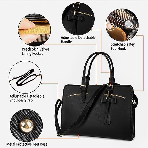 MATEIN Laptop Bag for Women, Large Laptop briefcase for 15.6 Inch Computer Waterproof PU Leather Shoulder Bag with USB Port, Fashion Business Office Work Tote Bag Handbag Purse 2pcs Set, Dark Purple