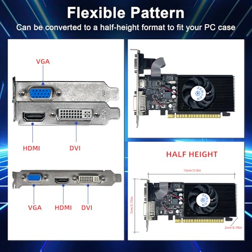 ZER-LON GT 730 Graphics Card, Computer Low Profile GPU, 4GB 128Bit GDDR3 PCIe x16, HDMI/VGA/DVI, DirectX 11, PhysX, OpenGL 3.1, Desktop Gaming Video Card, Support 2K (with Bracket)