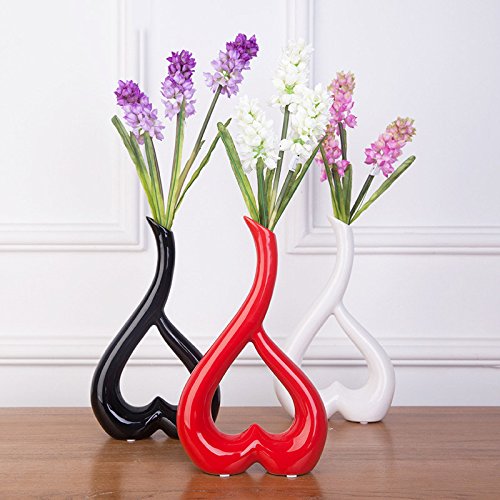 YINUOYOUJIA-Ceramic Art Vase 10" Red, Black, White, Ideal Gift for Wedding or Special Occasions for Use in Home Office, Decor, Floor Vases, Spa, Aromatherapy (Black)