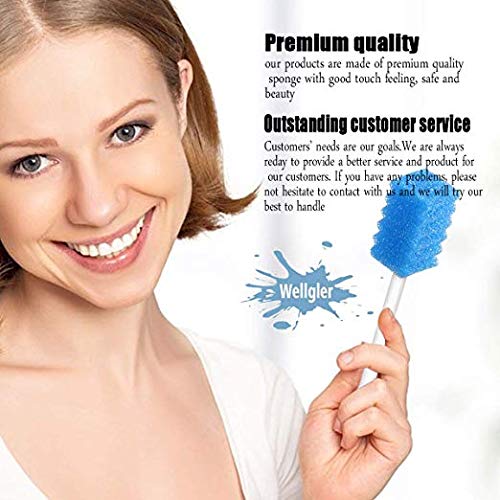 Wellgler's Oral Care Swabs Disposable- Blue 100 Counts