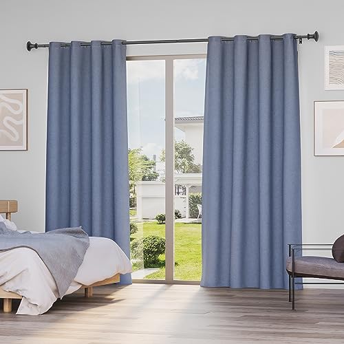 Box Space Curtain Rods for Windows 28 to 48 Inch, 3/4 Inch Diameter Black Curtain Rod with Decorative Finials, Adjustable Length Small Window Curtain Rod Heavy Duty Drapery Rod, Black
