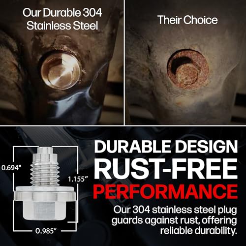 Votex - Made in USA - M12 X 1.75 Magnetic Engine Oil Drain Plug fits Buick, Chevrolet, Cadillac, Ford, GMC - Stainless Steel - Part Number DP002