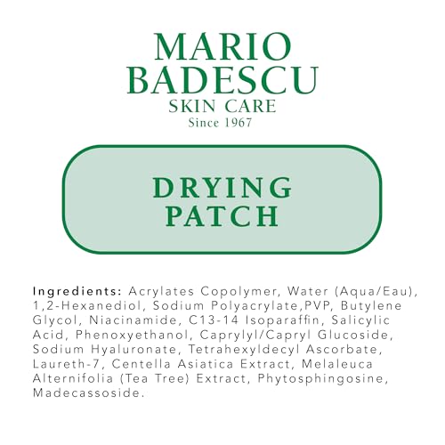 Mario Badescu Drying Patch Blemish Covering, Invisible Spot Treatment, Absorbing All Day Polymer Adhesion with Vitamin C, Vegan & Cruelty Free, Strong Hold (60 Patches, 12mm), Clear