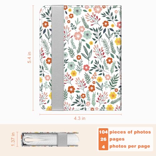 Fintie Instax Mini Photo Album for 2x3-Inch Film - 104 Pockets Small Albums for Fujifilm Instax Mini 12/11/99/40/7+/EVO/LiPlay/Link 3-2-1 Instant Camera/Polaroid Hi-Print Printer, Spring Bloom