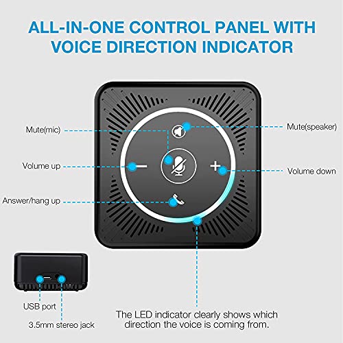 EMEET USB Speakerphone M0 4 AI Mics Speakerphone for Conference Calls 360° Voice Pickup Conference Speakerphone for Computer Plug and Plays Computer Speaker with Microphone for 4 People