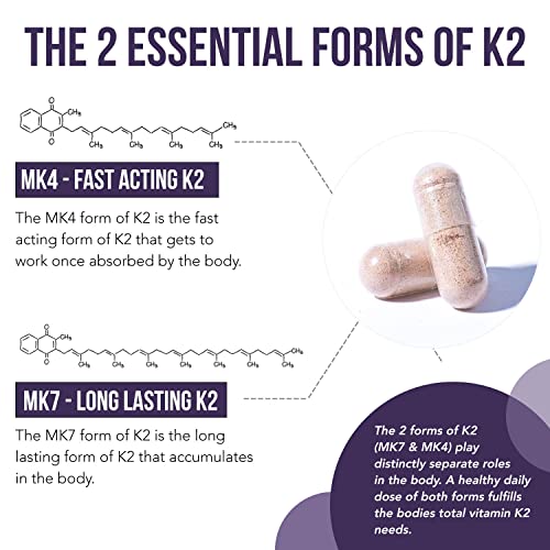 Total K2® | Vitamin K2 as MK7 & MK4 | Plus K1 & Vitamin D3 Cofactor - 620 mcg K2 per Serving - All-Trans MK7 from MenaQ7® - Full-Spectrum Vitamin K - Vegan, Organic Certified (60 Capsules)