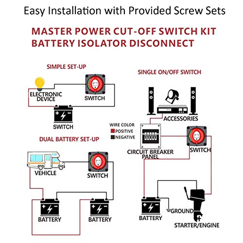 Battery Disconnect Switch Master, 12V-48V Waterproof Power Isolator On-Off Kill Switch 275Amps High Current for Car RV Marine Boat Truck ATV Vehicles