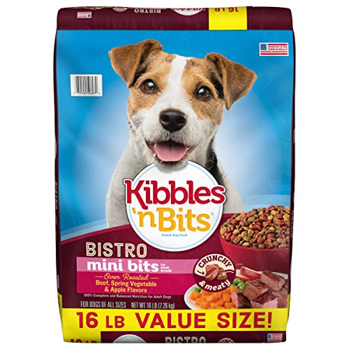 Kibbles 'n Bits Bistro Small Breed Mini Bits Oven Roasted Beef Flavor Dry Dog Food, 16lb bag