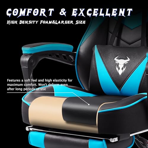 Zeanus Gaming Chairs for Adults,Recliner Computer Chair with Footrest,Massage Gaming Chair,High Back Gaming Desk Chair,Ergonomic Gaming Computer Chair,Office Gamer Chair Recliner,Racing Gaming Chair,Black