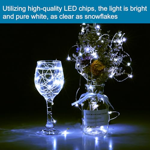 LEDIKON 6 Pack Fairy Lights Battery Operated String Lights,7.2ft 20 LED Silver Wire Cool White for Wedding,Party Centerpieces,DIY Crafts,Mason Jars Décor