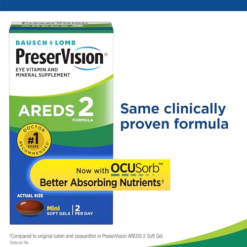 PreserVision AREDS 2 Eye Vitamin & Mineral Supplement, Contains Lutein, Vitamin C, Zeaxanthin, Zinc & Vitamin E, 60 Minigels (Packaging May Vary)