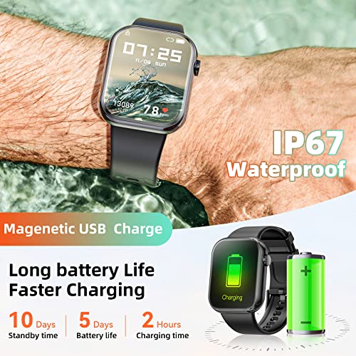 Smart Watch (Answer/Make Calls), 2024 Newest 1.85 Inch Fitness Tracker, Heart Rate/Sleep Monitor/Pedometer/Calories, Multiple Sports Modes, Waterproof Women's Men's Fitness Watch for Android iPhone