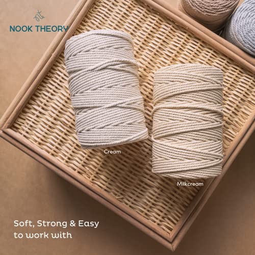 Nook Theory Cotton 4mm Macrame Cord 109 Yards - 3mm 5mm Soft Macrame Rope Perfect for Knots - Supplies for Wall Hangers & Boho Decorations - Cotton String (Forest Green 4mm)