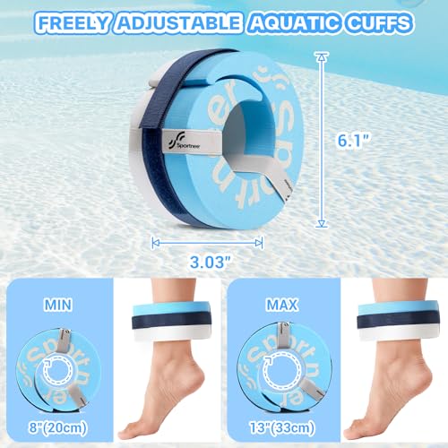 Foam Aquatic Cuffs Exercise Equipment: Sportneer Water Aerobics Float Ring with Adjustable Webbing Pool Exercise Workout Set Water Ankle Ring