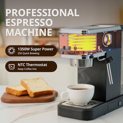 Larinest Espresso Machine 19 Bar, Professional Espresso Maker with Milk Frother Steam, Espresso Coffee Machine with 40oz Removable Water Tank, Cappuccino and Latte Machine for Household,CM02