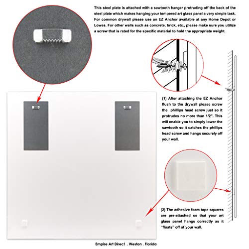 Empire Art Direct Fashion Rectangular Beveled Mirror on Free Floating Reverse Printed Tempered Art Glass Ready to Hang, 36" x 36"