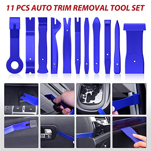 Nilight 200Pcs Trim Removal Tool, Auto Push Pin Bumper Retainer Clip Set Fastener Terminal Remover Adhesive Cable Clips Round Handle Crowbar Kit Car Panel Radio Auto Clip Pliers, 2 Years Warranty