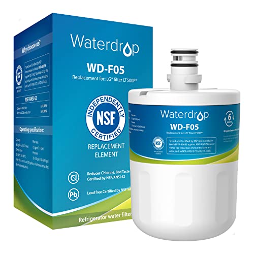 Waterdrop 5231JA2002A Refrigerator Water Filter, Replacement for LG® LT500P®, GEN11042FR-08, ADQ72910911, ADQ72910901, Kenmore 9890, 46-9890, LFX25974ST(Package May Vary)