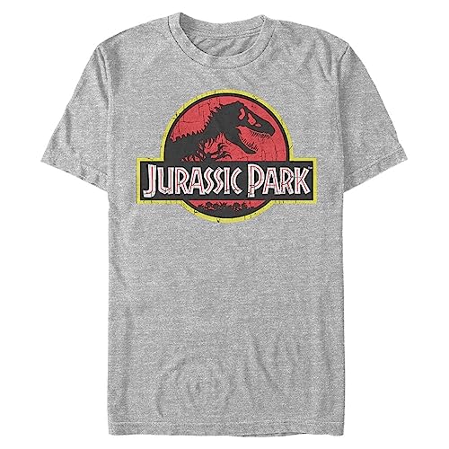 Jurassic Park Men's Classic Movie Logo T-Shirt, Athletic Heather, Medium