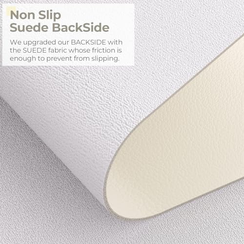 Crenovo Non Slip Suede Desk Pad, Mouse Pad, Desk Mat, PU Leather Desk Pad Desk Protector Desk Mat On Top of Desk Writing Mat for Office and Home (Apricot White, 23.6" x 13.7")