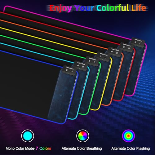 RGB Gaming Mouse Pad with Wireless Charging 10W - 31.5"x11.8" X-Large Desk Mat for Laptop/PC/Keyboard, 9 Light Modes, Non-Slip Rubber Base, Waterproof, Black