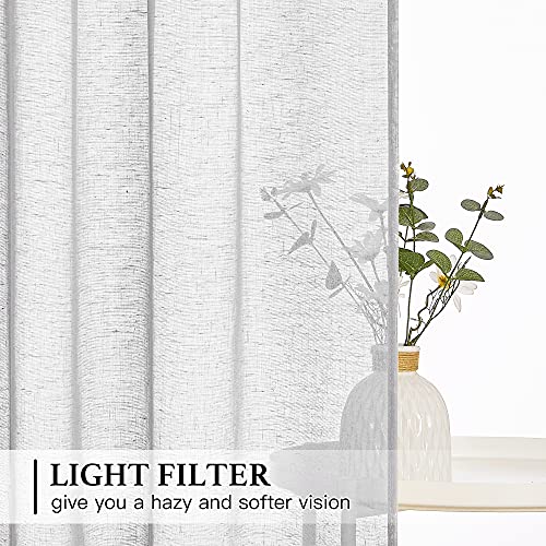 NICETOWN Tie Up Curtains for Windows - Faux Linen Semi Sheer Curtain Light Filter Farmhouse Window Treatment Balloon Shade for Bedroom/Bathroom, W42 x L63 inches, Dark Blue, 1 Piece