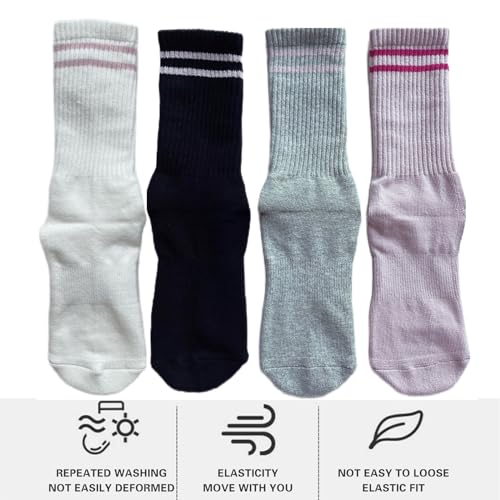 JCZANXI Yoga Socks with Grips for Women, Non Slip Grip Socks for Yoga, Pilates, Barre, Dance, Ballet (Cotton, Black/Grey/White)