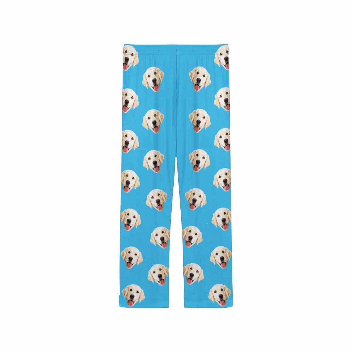 Custom Women's Pajamas Sleep Bottoms Pamaja Trousers Blue Personalized Pet Face Pajama Pants Nightwear with Dog Photo Picture for Women Girls Mom XS