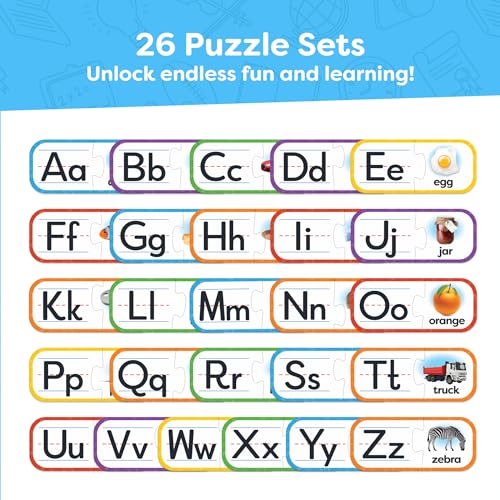 Alphabet Puzzle Games for Kindergarten - 26 Pairs Self-Correcting ABC Puzzle Alphabet Matching Game - ABC Learning for Toddlers - Sturdy Alphabet Learning Toys Learning Letters Matching Game