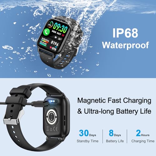 Smart Watch for Men/Women with Bluetooth Call/Message Reminder, Fitness Watch 1.85" HD Touch Screen, Activity Tracker Heart Rate/Sleep/Spo2/Steps Monitor, 112+ Sport Mode, Smartwatch for Android/iOS