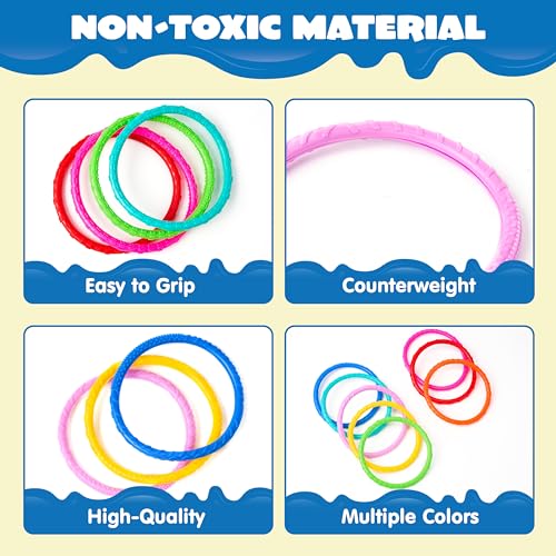 JOYIN Dive Rings Pool Toys, 8 Pcs Colorful Pool Rings for Kids, Underwater Training Pool Diving Rings, Swimming Pool Dive Ring Toy for Kids Gifts Summer Swim Water Fun Pool Games(Diving Circles)