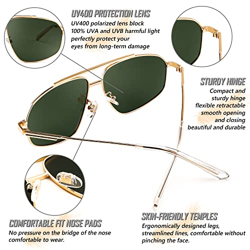 FEISEDY Classic Aviator Polarized Sunglasses Women Men 90s Vintage Pilot Shades Trendy Mirrored Sunglasses B2364