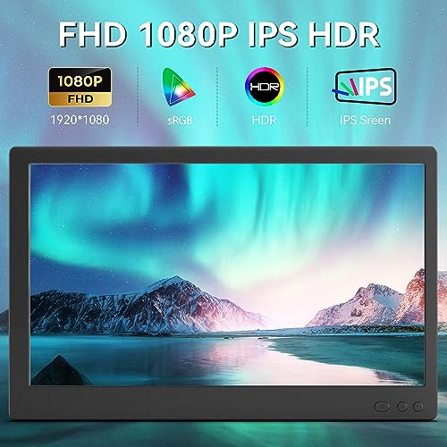 APILDELLA 14'' 1080P Portable Dual Monitor Extender for Laptops - USB C and HDMI, Plug-Play for Dual Display on Mac and Windows, Fits 13''-17.3'' Laptops