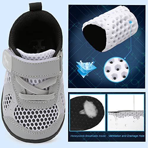 L-RUN Boys & Girls Sports Tennis Shoes Athletic Sneakers Toddler Breathable Shoes White M US 5-5.5 Toddler