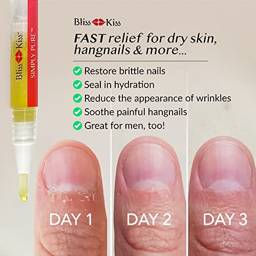 Bliss Kiss | 1 Crisp Fragrance | Nail Oil Cuticle Pen w/Vitamin E & Jojoba⏤Nail Strengthener Nail Growth Serum for Brittle Peeling Breaking Thin Nails