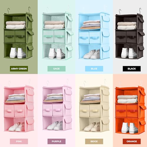 SMIRLY 3 Shelf Hanging Closet Organizer and Storage Shelves - Hanging Organizer for Closet, Hanging Shelves for Closet Organizers and Storage, Small Closet Organizer, Sweater Storage for Closet