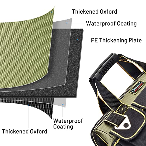 Tool Bag, Ounic 17 Inch Large Tool Bag Heavy Duty With Wide Mouth and Waterproof Strong Molded Base, Heavy Duty Tool Bag Organizer with Adjustable Shoulder Strap Specially Designed for Various Tools