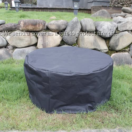 OutVue 36 Inch Fire Pit with 2 Grills, Wood Burning Fire Pits for Outside with Lid, Poker and Round Waterproof Cover, BBQ& Outdoor Firepit & Round Metal Table 3 in 1 for Patio, Picnic, Party