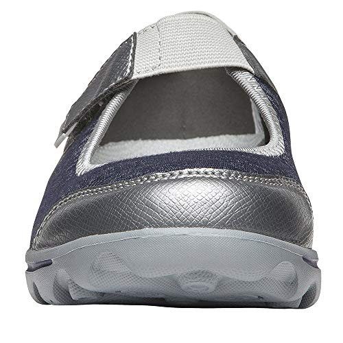 Propét Womens Onalee Mary Jane Flat, Grey/Black, 8.5 Wide US